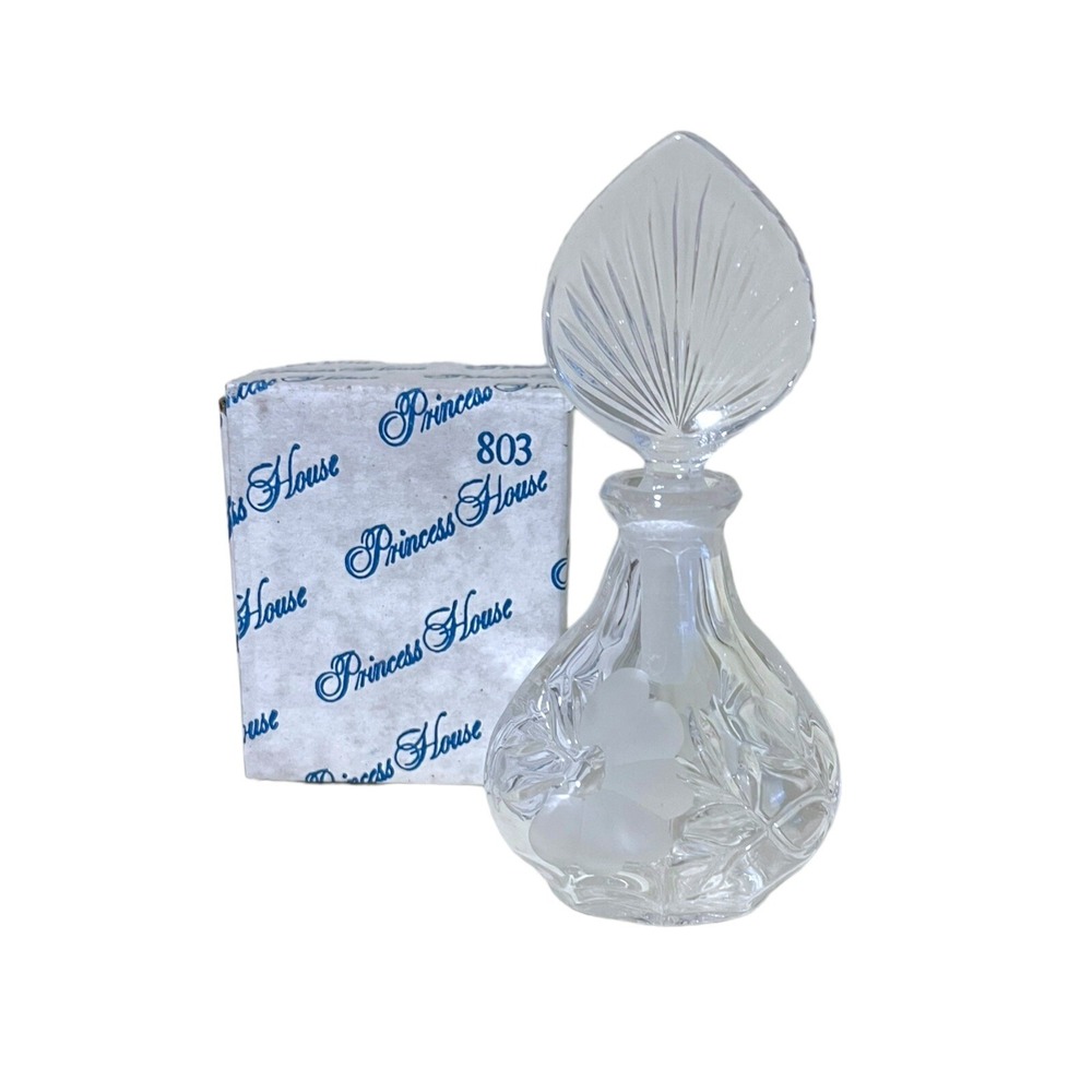 Vtg Princess House Floral Pattern Lead Crystal Perfume Bottle Made in W Germany